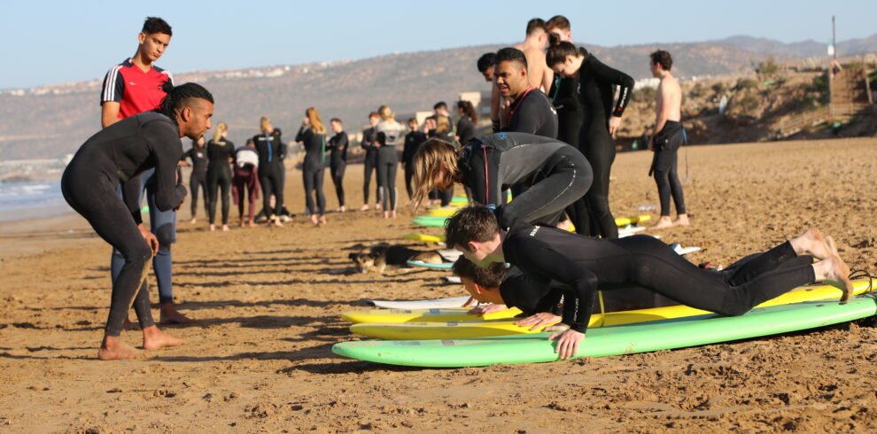 surf lessons for a lot of persons in taghazout beach