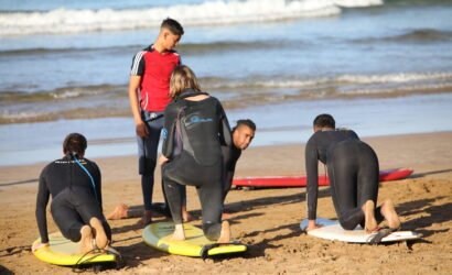 surf lessons in taghazout beach with instructors